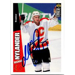 652268 Michael Nylander Autographed Hockey Card - Calgary Flames, FT - 1996 Upper Deck No.38