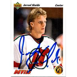 652279 Jarrod Skalde Autographed Hockey Card - New Jersey Devils, FT - 1992 Upper Deck Star Rookie No.446