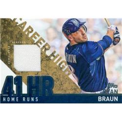 652708 Ryan Braun Player Worn Jersey Patch Baseball Card - Milwaukee Brewers - 2015 Topps Career High No.CRHRB