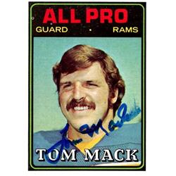 653007 Tom Mack Autographed Football Card - Los Angeles Rams, SC - 1974 Topps No.126