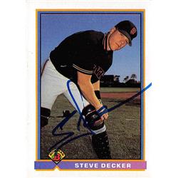 653480 Steve Decker Autographed Baseball Card - San Francisco Giants - 1991 Bowman No.622