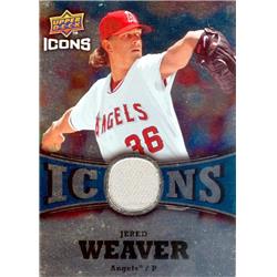 649659 Jered Weaver Player Worn Jersey Patch Baseball Card - Anaheim Angels - 2009 Upper Deck Icons No.ICWE