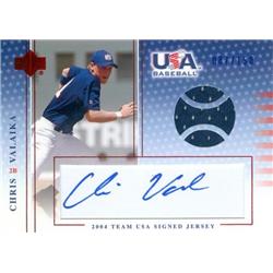 Chris Valaika autographed player worn jersey patch baseball card (Team USA, UC Santa Barbara) 2005 Upper Deck Rookie #USAJ24 - MLB Autographed Baseball Cards