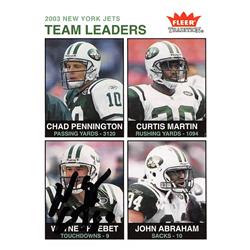 650421 Wayne Chrebet Autographed Football Card - New York Jets, SC - 2003 Fleer Tradition Team Leaders No.260