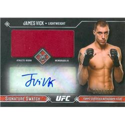 James Vick Autographed Event Used Memorabilia Relic Patch Trading Card - Mma Fighter, Mineral Wells, Tx - 2017 Topps UFC Museum No.SSARJV LE 152-399