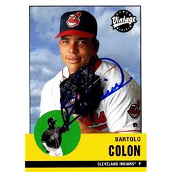 651042 Bartolo Colon Autographed Baseball Card - Cleveland Indians, FT - 2001 Upper Deck Vintage No.48