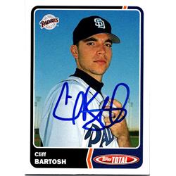 651152 Cliff Bartosh Autographed Baseball Card - San Diego Padres, FT - 2003 Topps Total No.152