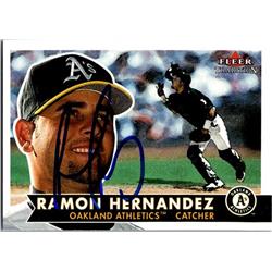 651372 Ramon Hernandez Autographed Baseball Card - Oakland Athletics, FT - 2001 Fleer Tradition No.144