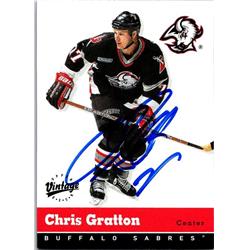 651744 Chris Gratton Autographed Hockey Card - Buffalo Sabres, FT - 2000 Upper Deck Vintage No.41
