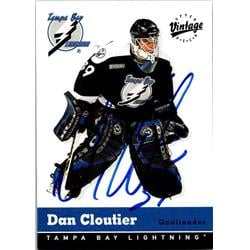 Dan Cloutier Autographed Hockey Card - Tampa Bay Lightning, FT - 2000 Upper Deck Vintage No.325