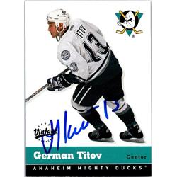 651779 German Titov Autographed Hockey Card - Anaheim Ducks, FT - 2000 Upper Deck Vintage No.1