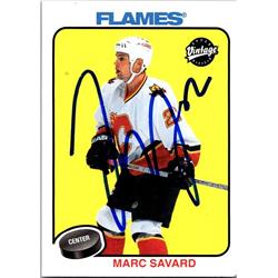 651846 Marc Savard Autographed Hockey Card - Calgary Flames, FT - 2001 Upper Deck Vintage No.36
