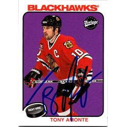 651957 Tony Amonte Autographed Hockey Card - Chicago Blackhawks, FT - 2001 Upper Deck Vintage No.57
