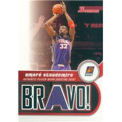 Picture of Autograph Warehouse 583458 Amare Stoudemire Player Worn Jersey Patch Basketball Card - Phoenix Suns - 2005 Bowman Bravo No.BVAS
