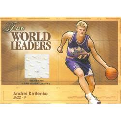Picture of Autograph Warehouse 583609 Andrei Kirilenko Player Worn Jersey Patch Basketball Card - Utah Jazz - 2003 Fleer Flair World Leaders No.WLCW