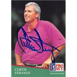 584203 Curtis Strange Autographed Golf Card - PGA, Wake Forest, SC - 1991 Pro Set No.75