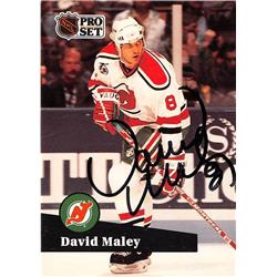 584635 David Maley Autographed Hockey Card - New Jersey Devils - 1991 Pro Set No.421