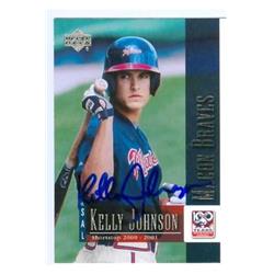 585618 Kelly Johnson Autographed Baseball Card - Atlanta Braves Macon Braves - 2001 Upper Deck No.51 Minor League Baseball
