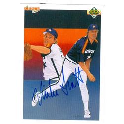 585956 Mike Scott Autographed Baseball Card - Houston Astros - 1990 Upper Deck No.88