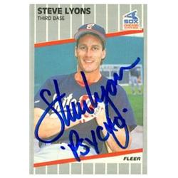 586219 Steve Lyons Autographed Baseball Card - Chicago White Sox - 1989 Fleer No.502 Inscribedpsycho