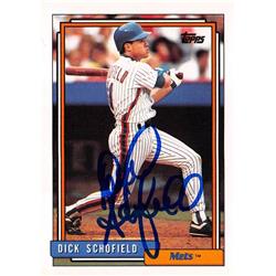 586790 Dick Schofield Autographed Baseball Card - New York Mets - 1992 Topps No.101T
