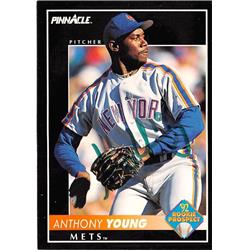 586946 Anthony Young Autographed Baseball Card - New York Mets - 1992 Pinnacle No.558 Rookie Prospect