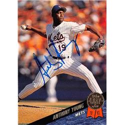 586948 Anthony Young Autographed Baseball Card - New York Mets - 1993 Leaf No.545