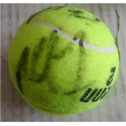 597879 Michael Chang Autographed Tennis Ball with Display Cube - Black Practice Mark on Back