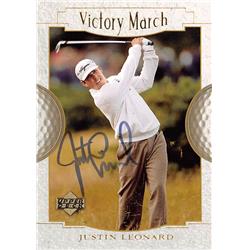 598208 Justin Leonard Autographed Golf Card - 2001 Upper Deck Victory March No.164
