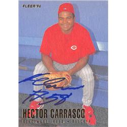 618728 Hector Carrasco Autographed Baseball Card - Cincinnati Reds, SC - 1996 Fleer No.338