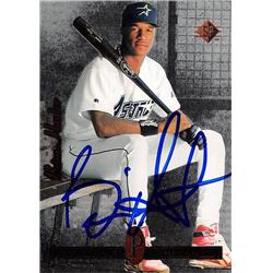 618842 Brian Hunter Autographed Baseball Card - Houston Astros, SC - 1994 Upper Deck Premier Prospects No.7