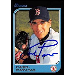 618996 Carl Pavano Autographed Baseball Card - Boston Red Sox, SC - 1997 Bowman No.161