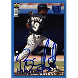 619022 Brian Hunter Autographed Baseball Card - Houston Astros, SC - 1995 Upper Deck Special Blue Edition No.43