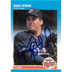 Kent Hrbek Autographed Baseball Card - Minnesota Twins - 1987 Fleer Mini Micro No.57