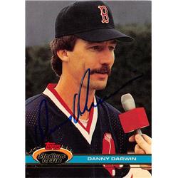 621858 Danny Darwin Autographed Baseball Card - Boston Red Sox - 1990 Topps Stadium Club No.394