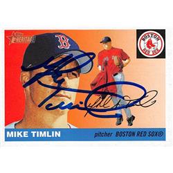 621878 Mike Timlin Autographed Baseball Card - Boston Red Sox - 2004 Topps Heritage No.397