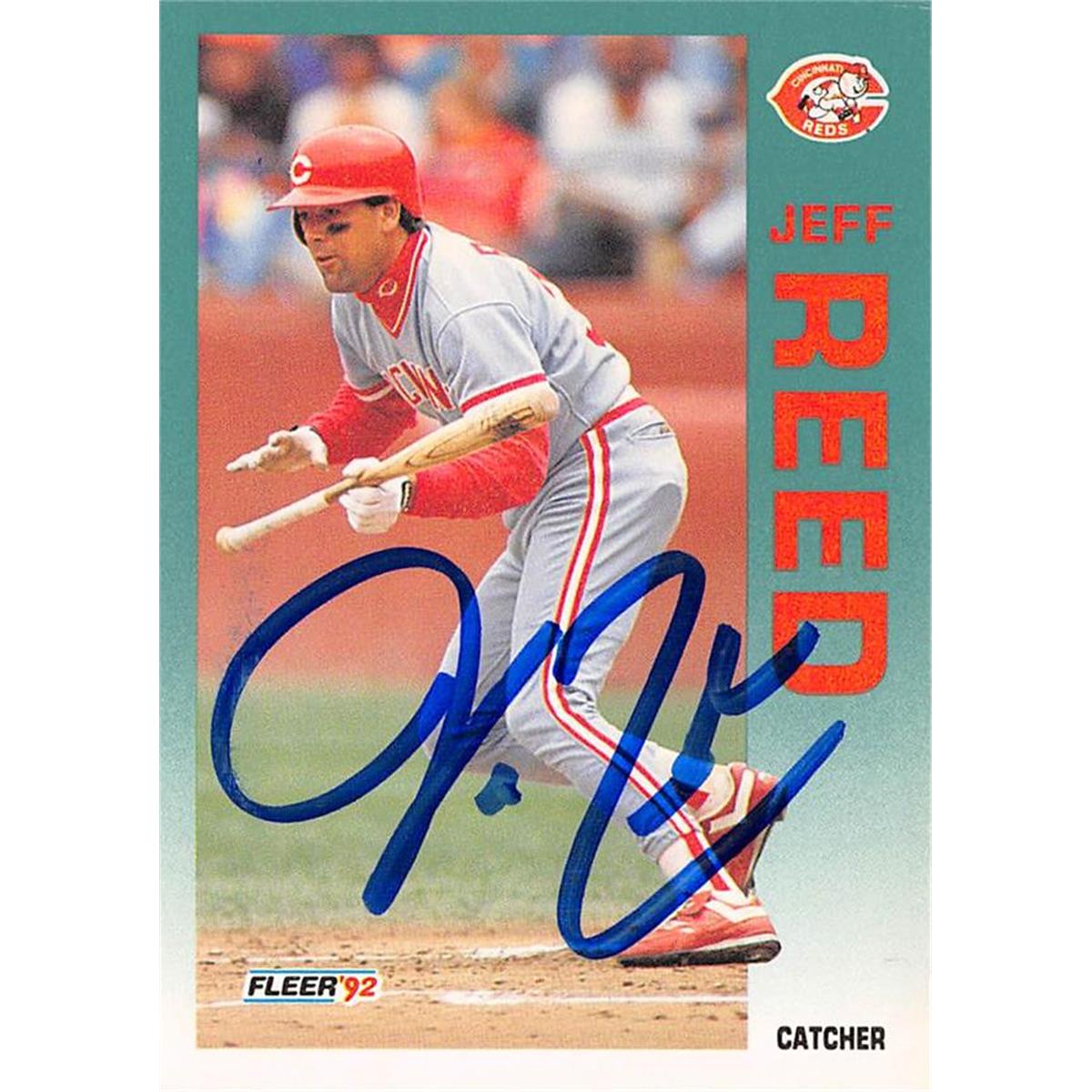 622073 Jeff Reed Autographed Baseball Card - Cincinnati Reds - 1992 Fleer No.418