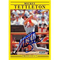 622692 Mickey Tettleton Autographed Baseball Card - Baltimore Orioles - 1991 Fleer No.494