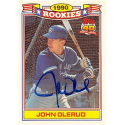 622742 John Olerud Autographed Baseball Card - Toronto Blue Jays - 1991 Topps Rookies No.24