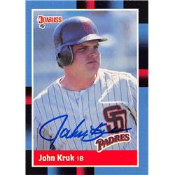 622863 John Kruk Autographed Baseball Card - San Diego Padres - 1988 Donruss No.205