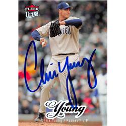 622866 Chris Young Autographed Baseball Card - San Diego Padres - 2007 Fleer Ultra No.159
