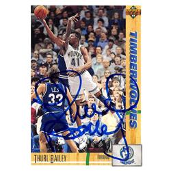 623314 Thurl Bailey Autographed Basketball Card - Minnesota Timberwolves - 1992 Upper Deck No.418