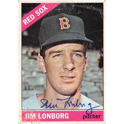 624541 Jim Lonborg Autographed Baseball Card - Boston Red Sox, SC - 1966 Topps No.93