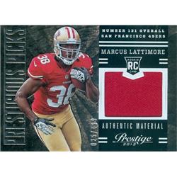 625020 Marcus Lattimore Player Worn Jersey Patch Football Card - San Francisco 49ers - 2013 Panini Prestige Rookie Prestigious Picks No.27 LE 25-199