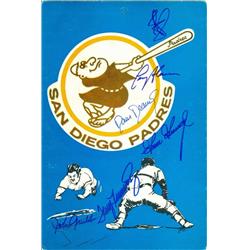 8 x 11 in. San Diego Padres Autographed Logo Board by Steve Finley, Goose Gossage, Terry Kennedy, Dave Dravecky & Anderson Grubb No.2 -  Autograph Warehouse, 625124