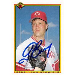 626228 Tom Browning Autographed Baseball Card - Cincinnati Reds - 1990 Bowman No.43