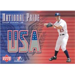 649864 Conor Jackson Player Worn Jersey Patch Baseball Card - Team USA - 2003 Upper Deck National Pride No.NPCJ