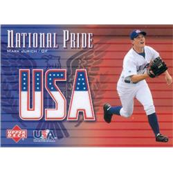 649871 Mark Jurich Player Worn Jersey Patch Baseball Card - Team USA - 2003 Upper Deck National Pride No.NPMJ