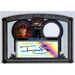650000 Trevor Bell Autographed Player Worn Jersey Patch Baseball Card - Los Angeles Angels - 2005 Bowman Sterling Rookie Reflection No.BSTB
