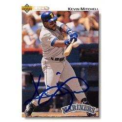 650055 Kevin Mitchell Autographed Baseball Card - Seattle Mariners - 1992 Upper Deck No.735
